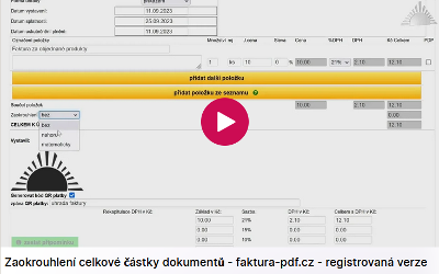 Zaokrouhlení celkové částky 